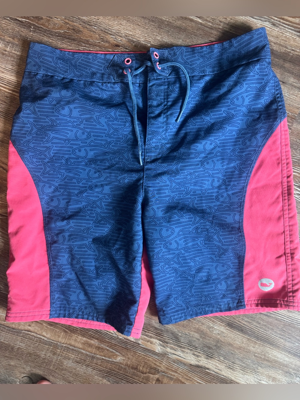 Vineyard Vines Navy Swim Board Shorts with Pink Side Panels